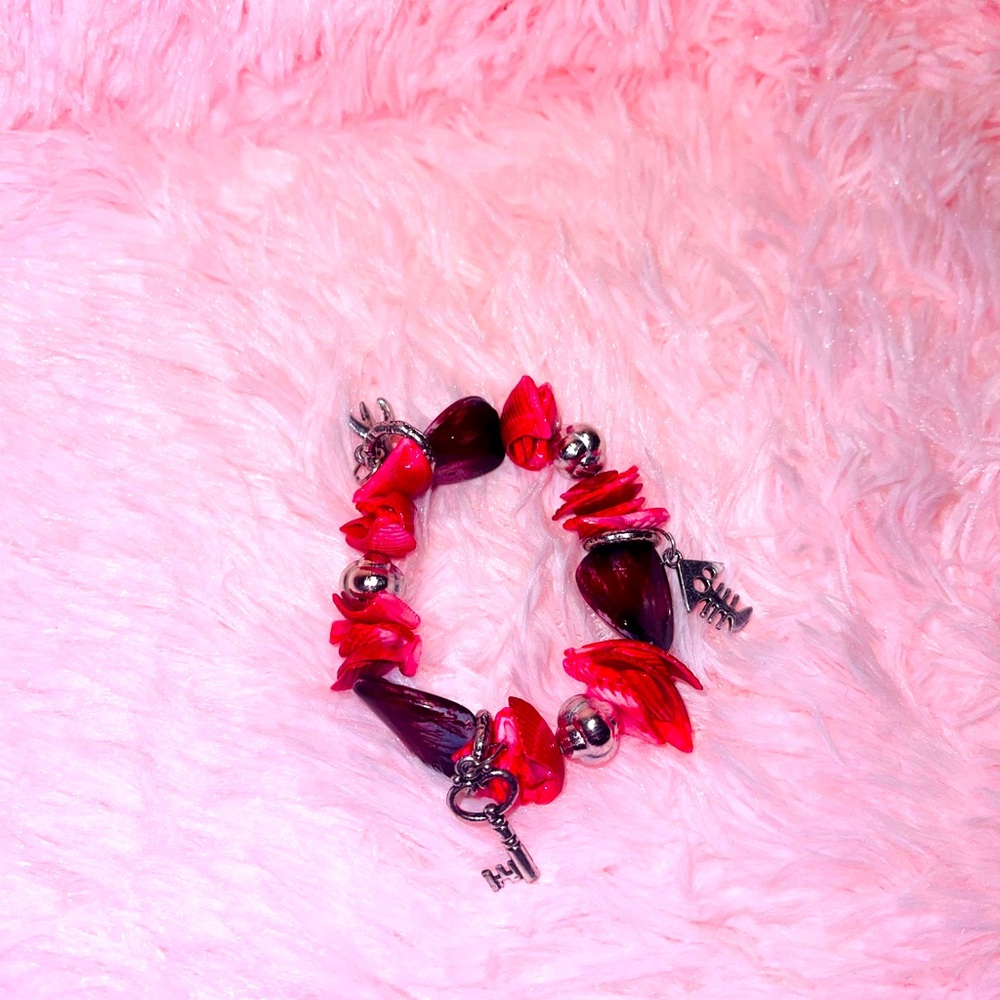 Pink and silver bracelet